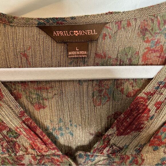 April Cornell Floral Shimmering Rose Metallic Long Duster Jacket| L - Picture 11 of 12